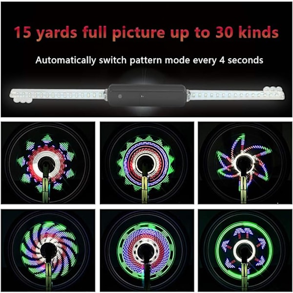LED Sykkelhjul, 64 LEDer 30 Ulike Bilder Vanntette Sykkelhjul