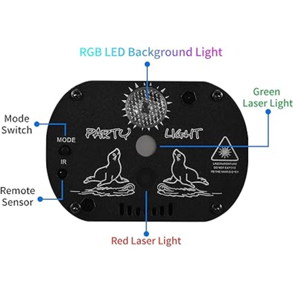 DJ Disco Stage Party Lights, LED Lydstimuleret Laserlys RGB