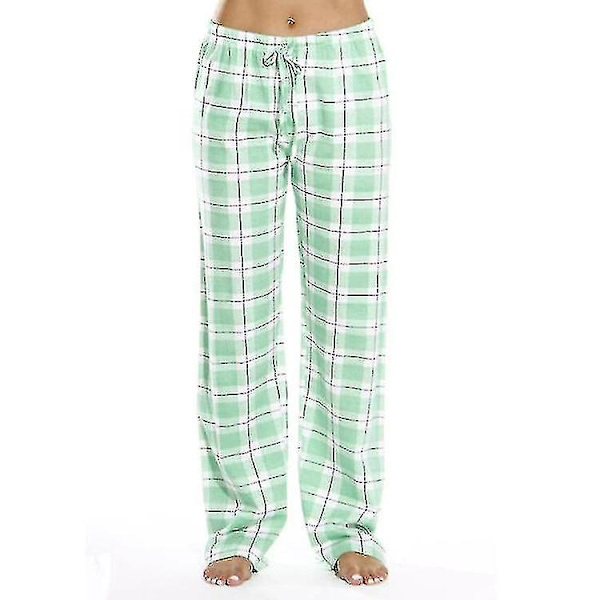 Bløde flannel pyjamasbukser med tern til mænd. M. grøn Green M