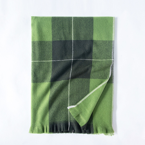 Dames Plaid Sjal Vinter Lang Varmt Plaid Kashmir Uld Sjal Sjal Grøn