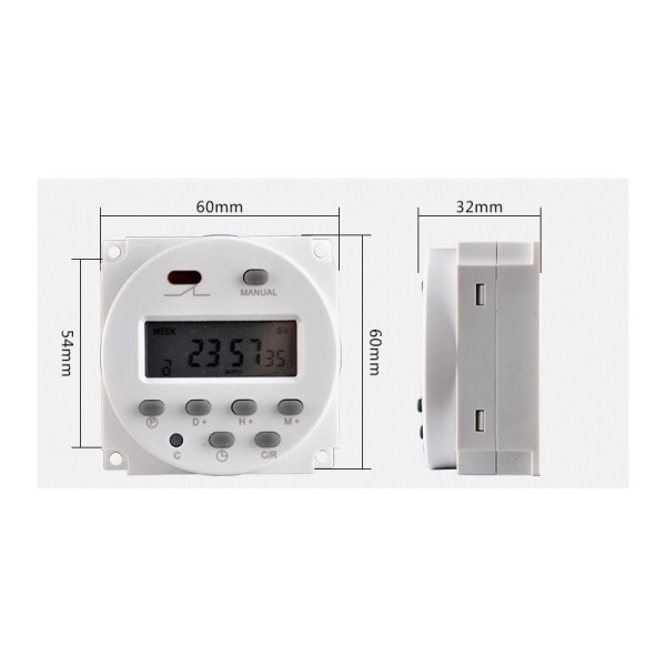 Digital elektronisk LCD-tidsrelé Timer Switch Programmerbar