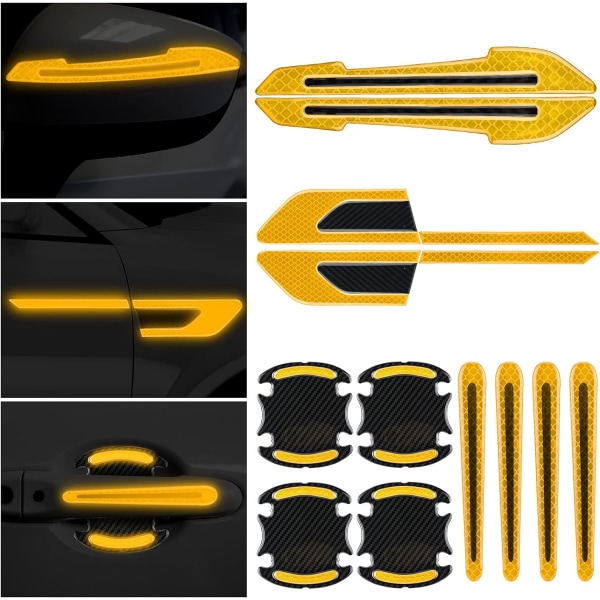 12 stykker reflekterende bilklistremerker (gul) Sett bakspeil Re
