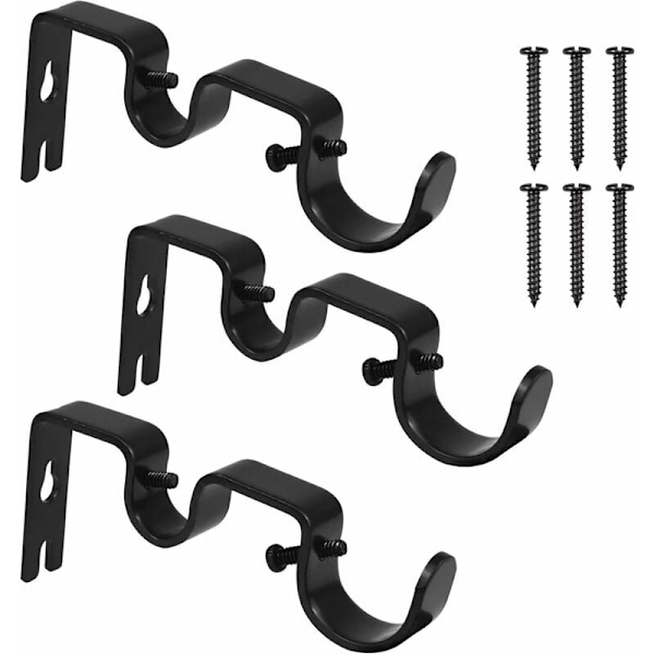 3 stk Dobbel Gardinstang Braketter, Heavy Duty Veggmontert Gardin