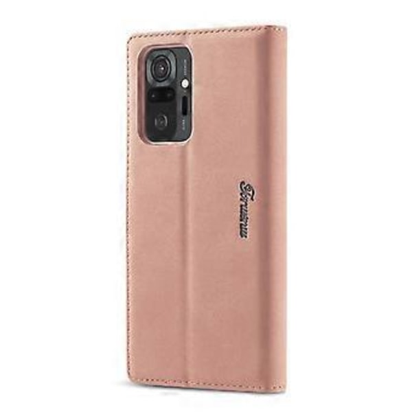 Xiaomi Redmi Note 10 Pro Forwenw F1 -sarjan nahkakotelo Rose Gold