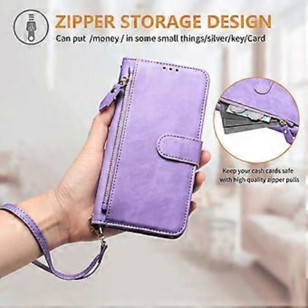 Til OnePlus Ace 5 Pro 5G/OnePlus 13R 5G Etui Lynlåslomme Flere Kortpladser Læder Telefon Cover Purple