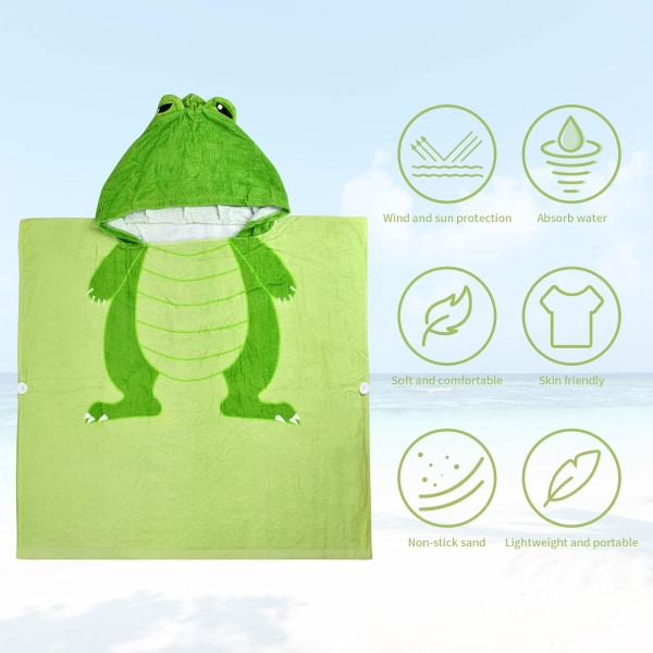 (Dinosaurie) Handduk för barn Poncho Handduk Huva Simning Handdukar Sof