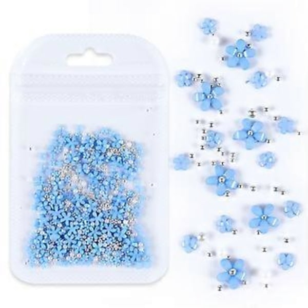 3D Blomster Nagelkonst Dekal Glamour Rhinestone Pärlor Guld Caviar Pärlor Nagelkonst Tillbehör