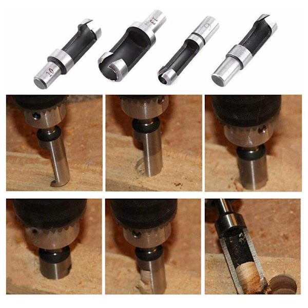 8 stycken träpluggfräsar, träpluggbitar 6mm/10mm/13mm/16mm, Carb