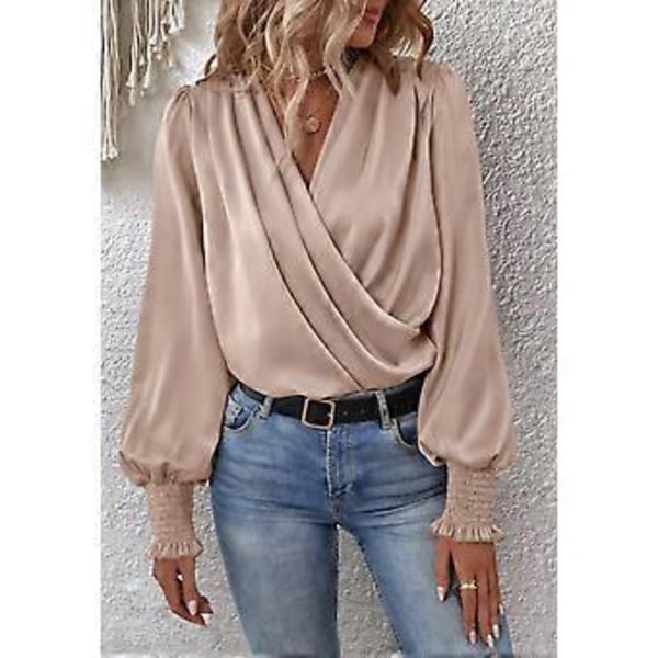 1 stk. ensfarget damebluse – aprikos (stil 558)