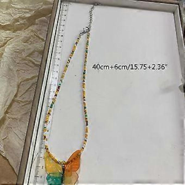 Vintage Butterfly -riipus kaulakoru Temperamenttinen choker Muotikorut Solisluuketju Y2K Värikäs helmiriipus kaulakoru
