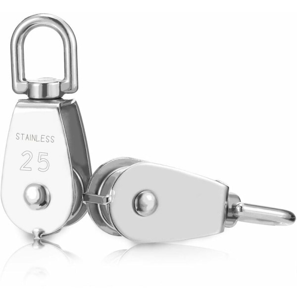 2 stk 304 Rustfritt Stål Talje M25 Løftetalje Lastehjul