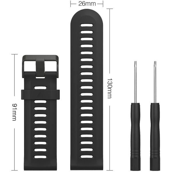 Bånd For Garmin Fenix ​​3/fenix 5x Soft Silikon Bånd Passer Garmin Fenix ​​6x/fenix 6x Pro/fenix 3/fenix 3 Hr/fenix 5x/5x Plus 26mm.Fenix ​​6X eller 6XPRO.Black