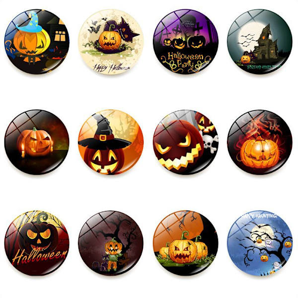 12 kpl Halloween lasiset jääkaappimagneetti koristetarrat