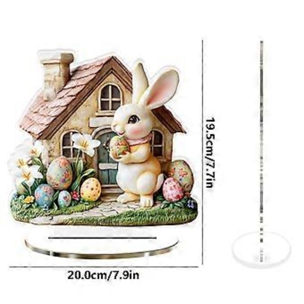 Påskhare Ägg Akryl Skrivbordsdekoration Högtidsdekoration Utskuren Ornament B