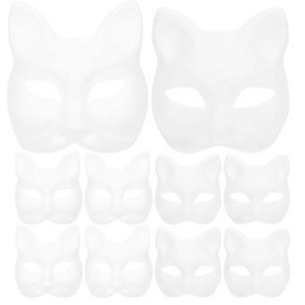 10 kpl Juhlat Tyhjä Naamio Eläin Cosplay Naamio DIY Naamio Maalaamaton Tyhjä Naamio Naamiaisnaamio