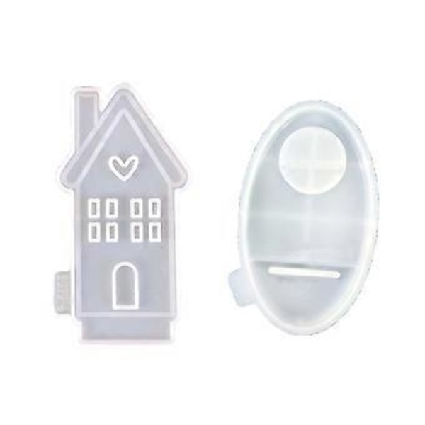 Hjertehus Lysestageforme til Resin Epoxy Støbeform DIY Husformet Lysestageform med Base Boligindretning Section 4