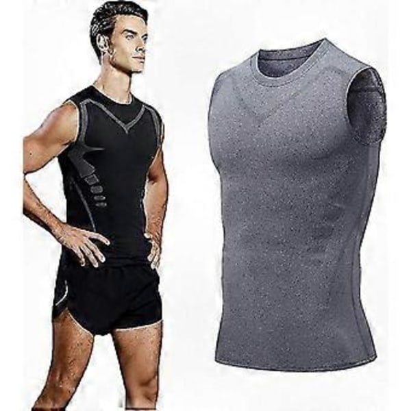 Formande väst för män, 2023 Uppdaterad Design, Bekvämt och Andningsbart Is-Silkesmaterial för en Skulpterad Look Grey 3XL