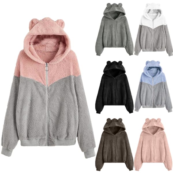 Oversized stickad sweatshirt-kofta med huva för damer - Svart - Storlek M Black M