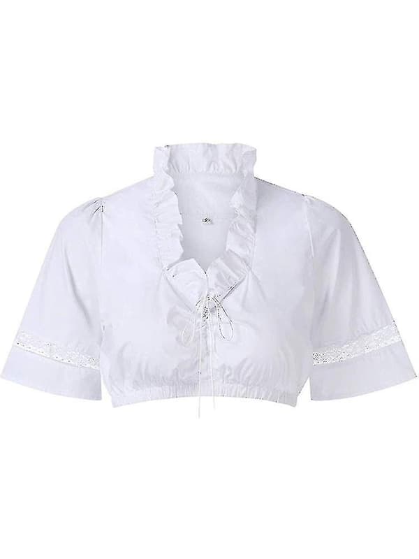 Dam Oktoberfest Elegant Dirndl Blus Svart Dirndl Blus Spetsblus.S.Matt Vit Matte White S
