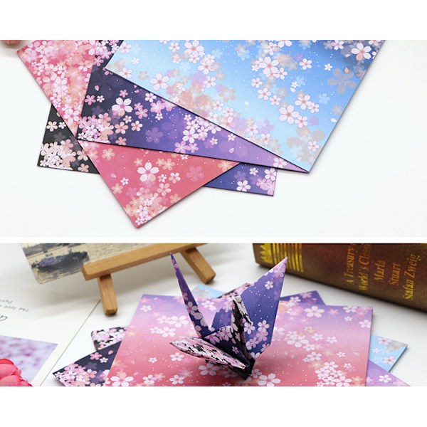 Origamipapir - 60 ark med brettepapir 15*15cm - Japansk kirsebær