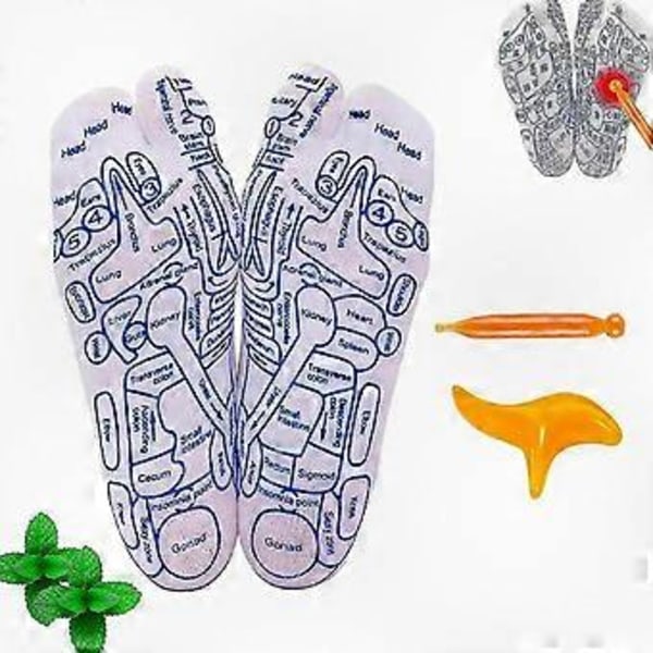 Massage Socks Set med Akupressurverktyg, Fotvårdsreflexologisockor för Avkoppling och Välbefinnande Large Size For Men