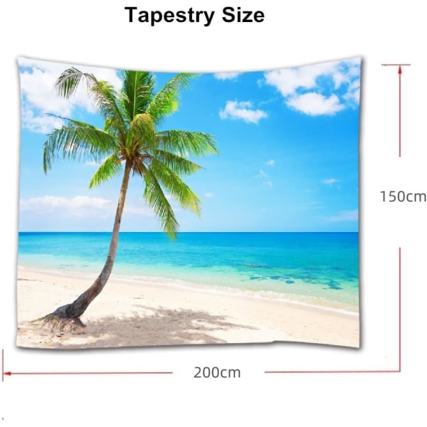 200x150cm Ocean Tapestry, Tropical Coconut Palm Tree Beach Tapestr