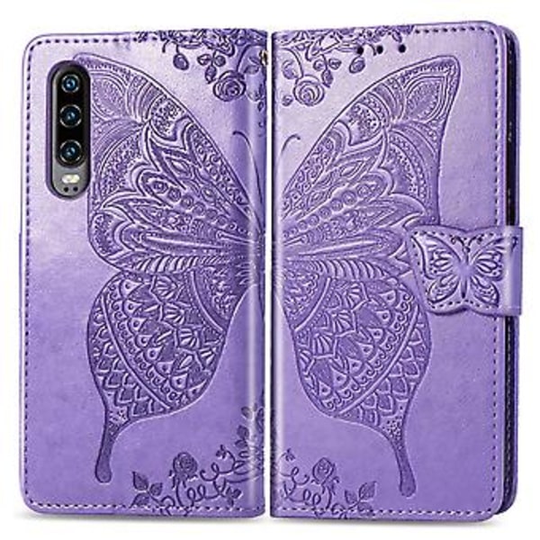 Läderfodral för Huawei P30 Light Purple