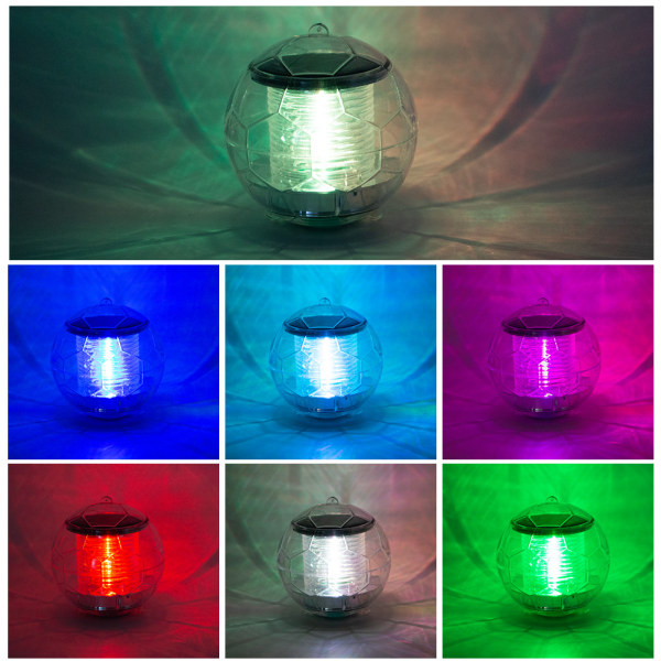 1 stk flytende solcelledamlys LED-belysning automatisk fargeendring