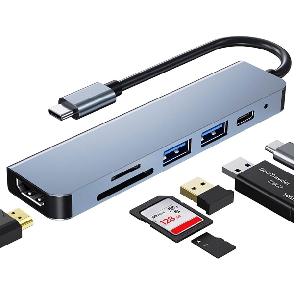 USB Type C -keskitin, moniporttisovitin MacBook Prolle - 6-in-1-keskitin C