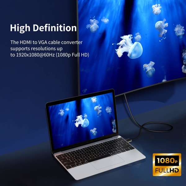 (1,8 m) HDMI till VGA-adapter, HDMI till VGA hane till hane-kablar, 1,8 m