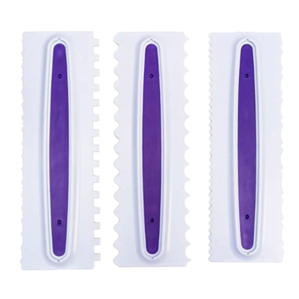 3PCS smørekniv skraber kam plastik skraber smørekniv skraber fondant kage dekoration værktøjer DIY bageværktøjer