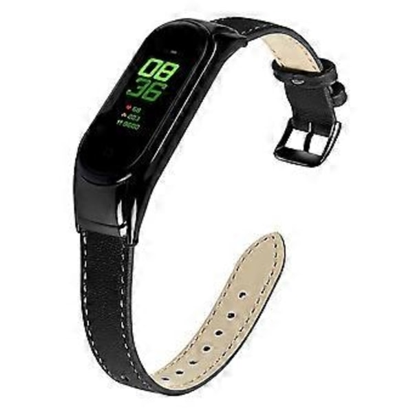 Til Xiaomi Smart Band 8 Ægte Læderrem med Sort Urkasse Style D
