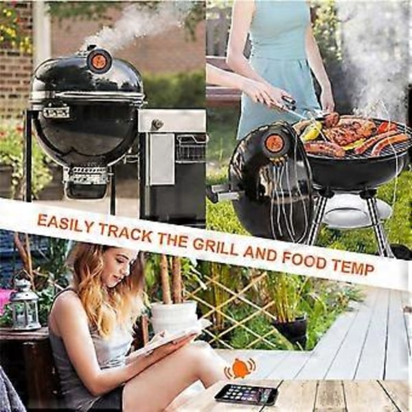 Bluetooth Trådløst Grill BBQ Termometer for Grilling med 4 Prober, Timer, Alarm, 50 m Barbecue Matlaging Kjøkken Mat Kjøtt Termometer for Røyk