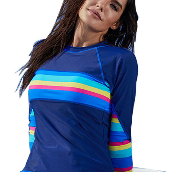 Dames Langærmet Rash Guard Atletisk Aztec Tankini Sæt