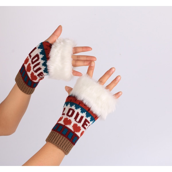 3 par höst och vinter konstgjorda ullhandskar nya stickade handskar