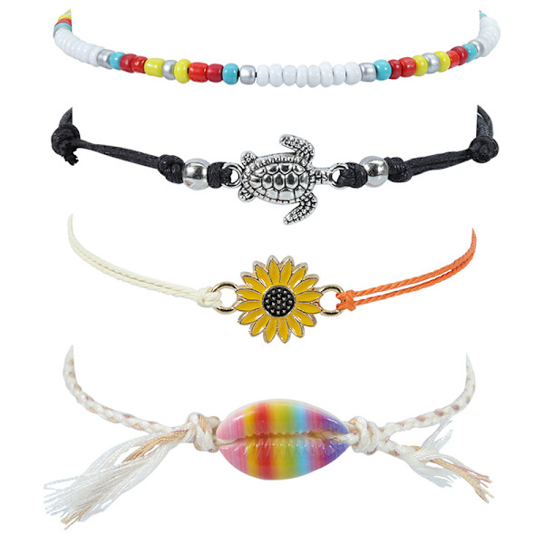 Ranta-sateenkaarikuori-jalka-ketjut (4 kpl) Bohemian Handmade Adj