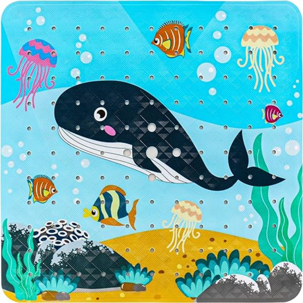 1 st Whale halkfri duschmatta, 53 x 53 CM maskintvättbar bad M