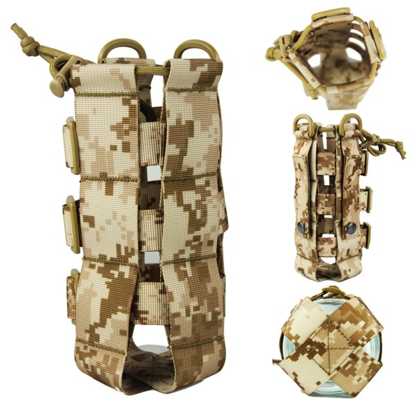 Justerbar Vandflaske Taske 300-800ml Khaki 1stk Militærstil N
