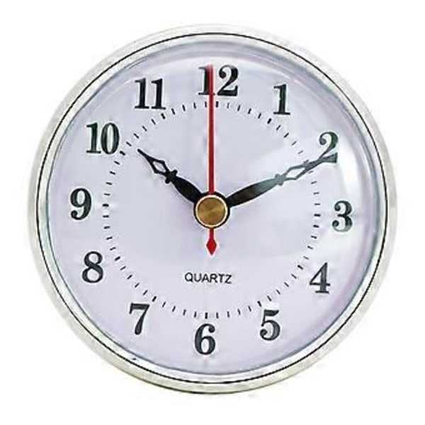 80mm/3,15 tommer Klassisk Ur Quartz Urværk Indsats Passer Diameter 75mm/2,95 tommer Hul Sort Metal Urviser Sølvfarve