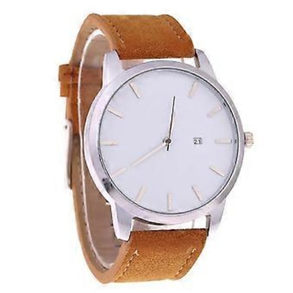 Herr Pojkar Läder Vattentät Klocka Datum Quartz Män Business Armbandsur Present