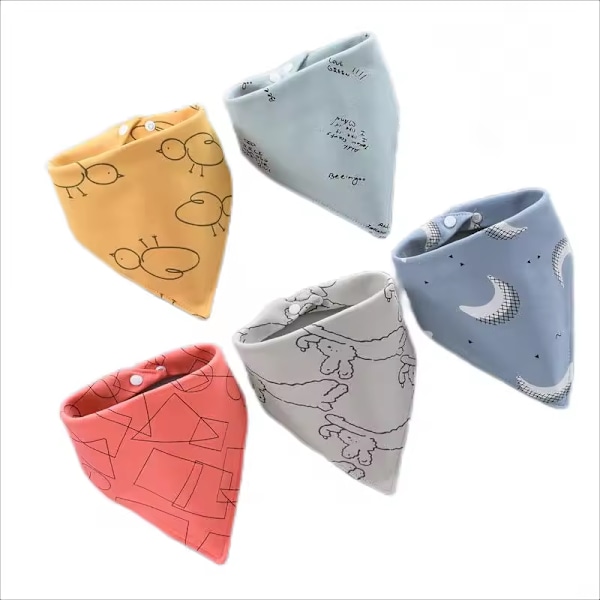 5 baby triangelformade salivscarf-näsdukar, ren bomullsnäsduk
