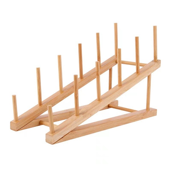 2 stk. Trestativ i tre for oppvask, bambus, 5 rom Ki