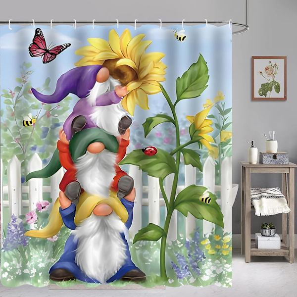 71\"x71\" Solros Duschdraperi för Badrum Floal Farmhouse Gno