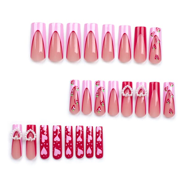 Love Pearls Bärbar Nagelkonst Lång-Lim Stil