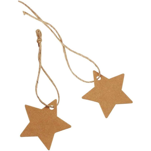 (Tähtitarra-50 kpl) Kraft-paperitarra, 50 kpl tähtilahja Kraft-tarrat