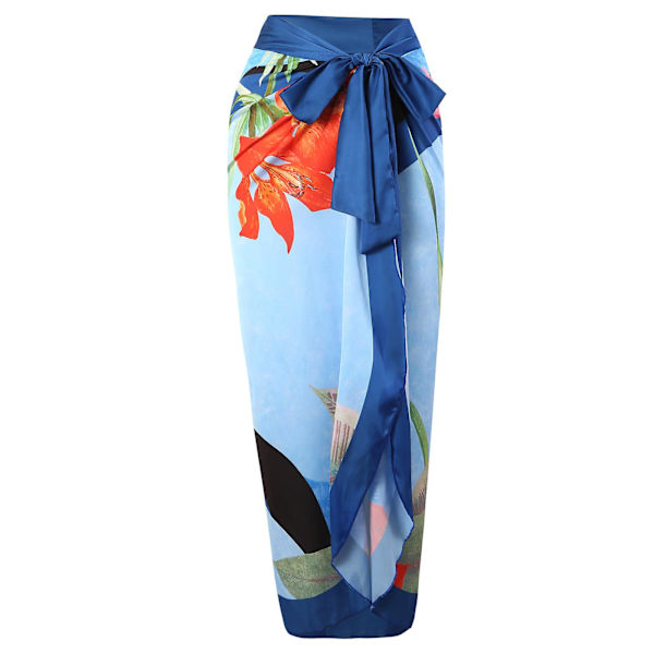 1 sæt kvinder monokini trykt strop rygløs polyester dame strand monokini.M.Blå