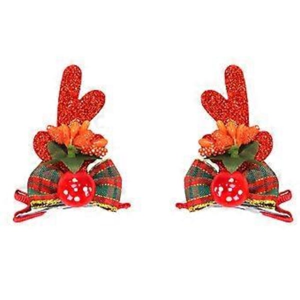 2 stk. Enkle Temperament Hårnåle Vinter Hårelastikker Hårklemmer Skridsikre Hårspænder Hårtilbehør Mushroom bow tie red