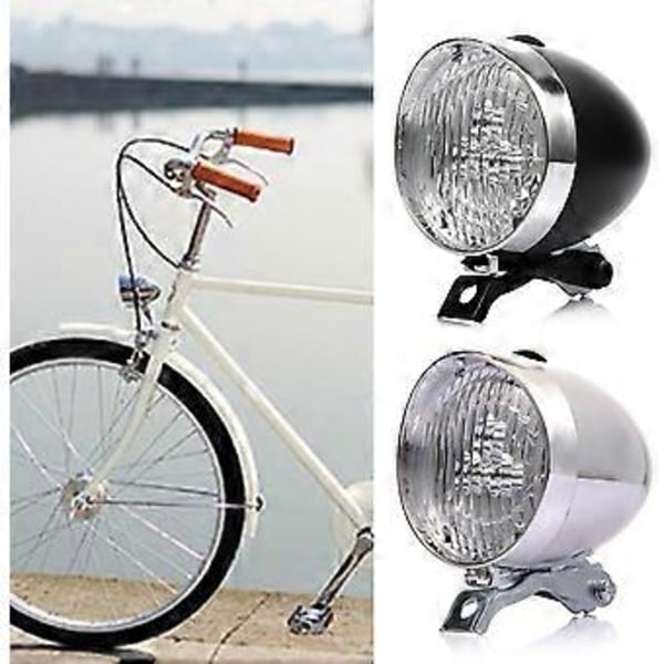 Cykellykta fram - Retrostil - 3LED-lampa - Batteridriven - 2 lägen - Fäste ingår