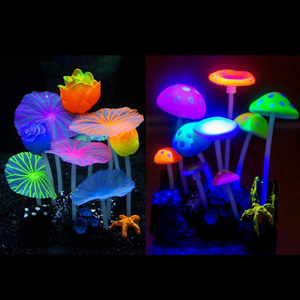 Glødende effekt kunstig svamp akvarium lotus ornament silico