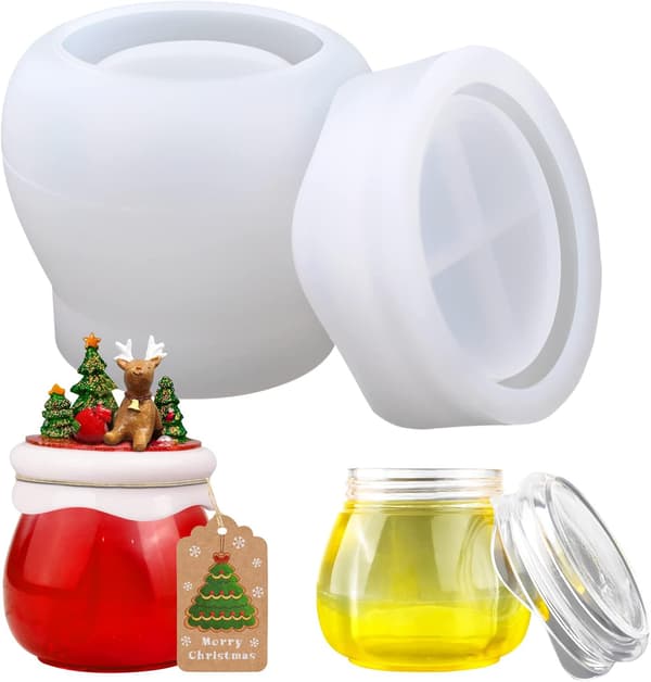 Form i Silikon, Resinburkform med Lock, Puddingburk Epoxiharts C
